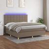 vidaXL Cama box spring colch&oacute;n y luces LED tela gris taupe 180x200 cm