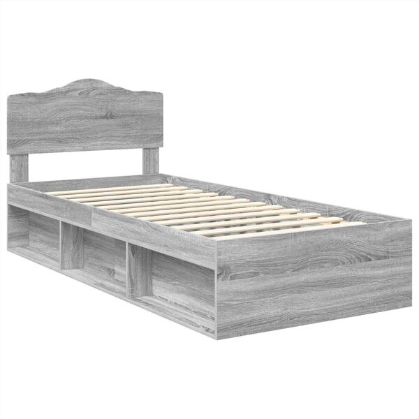 vidaXL Estructura de cama con cabecera Gris Sonoma 90 x 190 cm