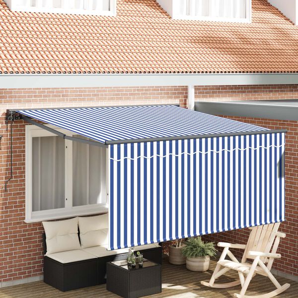 vidaXL Toldo Retr&aacute;ctil Azul y 350 x 250 cm Poli&eacute;ster y Aluminio