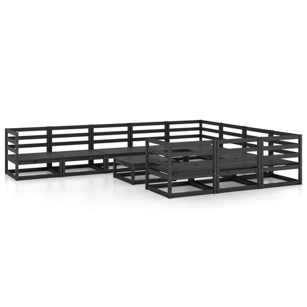vidaXL Juego de muebles de jardín 11 piezas madera maciza de pino
