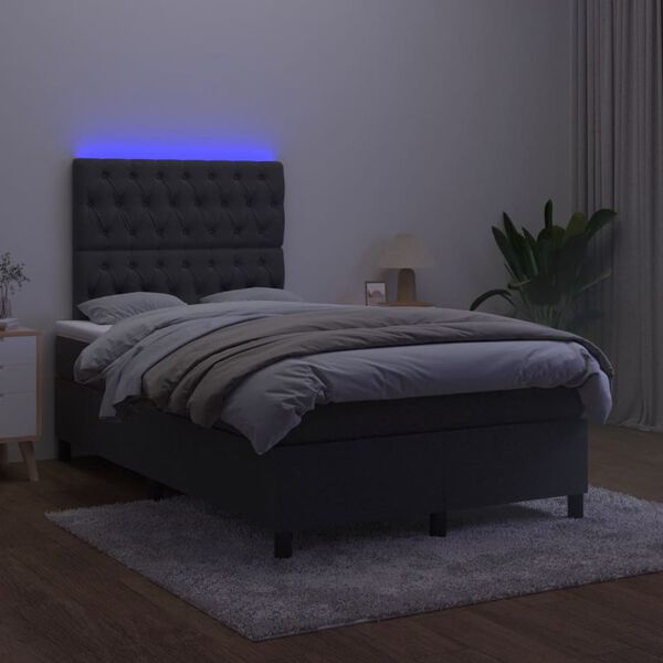 vidaXL Cama box spring con colch&oacute;n y LED terciopelo negro 120x190 cm