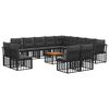 vidaXL Conjunto de sof&aacute;s de exterior 14 uds. Negro y Gris oscuro