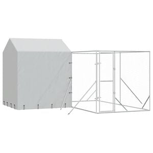vidaXL Perrera de exterior con techo acero galvanizado plata 4x4x2,5 m