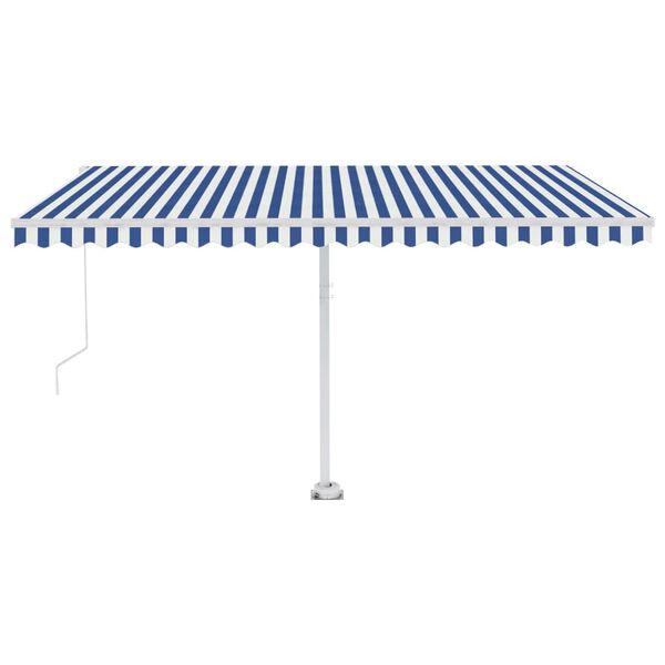 vidaXL Toldo manual retr&aacute;ctil con luz LED azul y blanco 450x350 cm