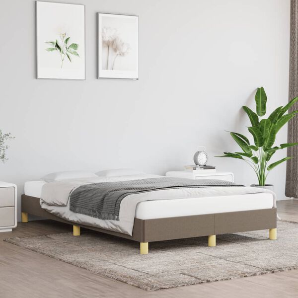 vidaXL Estructura de cama sin colch&oacute;n tela gris taupe 120x190 cm