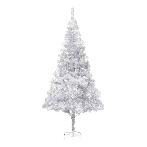 vidaXL &Aacute;rbol de Navidad preiluminado con luces y bolas plateado 180 cm