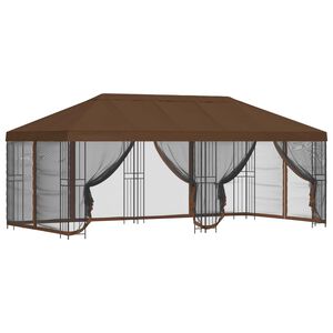 vidaXL Gazebo con paredes laterales 6 x 3 m Marr&oacute;n Poli&eacute;ster y Acero
