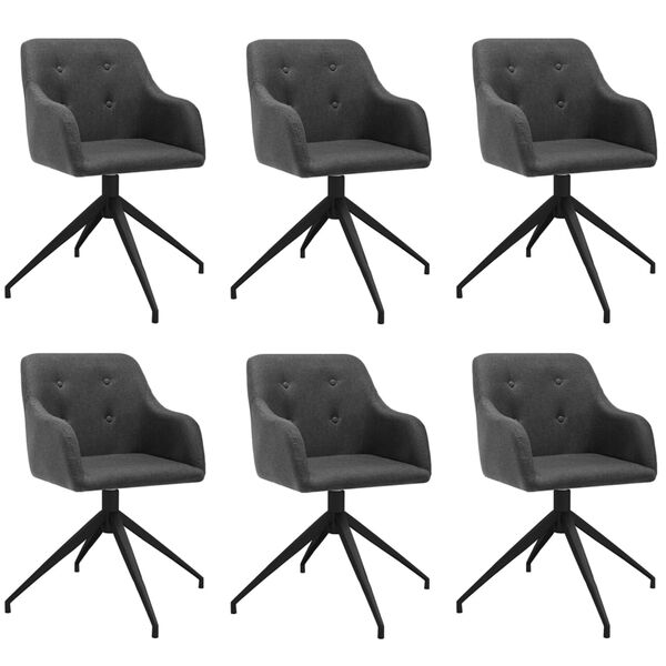 vidaXL Sillas de comedor giratorias 6 unidades tela gris oscuro
