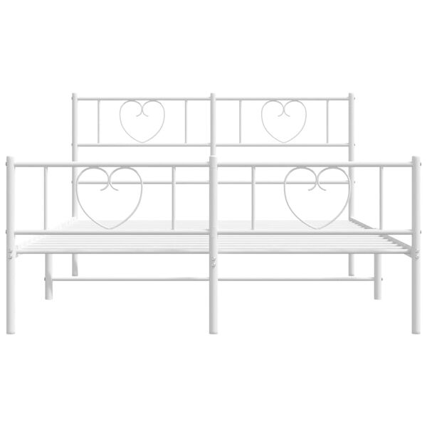 vidaXL Estructura cama sin colch&oacute;n con estribo metal blanco 140x190 cm