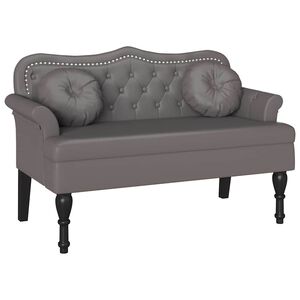 vidaXL Banco Chesterfield Gris 120.5 x 65 x 75 cm Cuero sint&eacute;tico