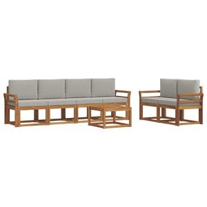 vidaXL Conjunto de sof&aacute;s de exterior 7 pcs Gris Natural y Claro