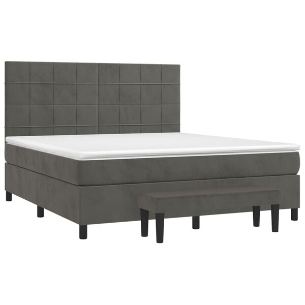vidaXL Cama box spring con colch&oacute;n terciopelo gris oscuro 160x200 cm