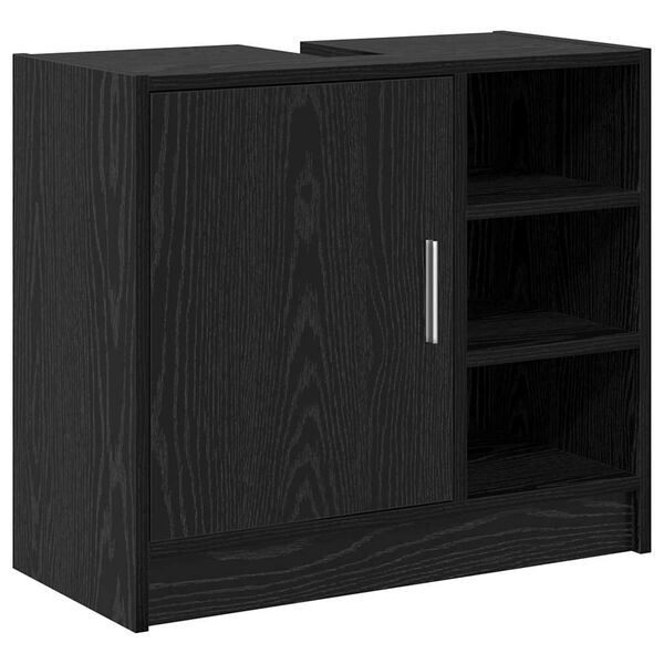 vidaXL Mueble de Cuarto de Ba&ntilde;o con puerta Roble Negro 63 x 29 x 55 cm