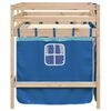 vidaXL Cama alta para ni&ntilde;os con cortinas madera pino azul 90x200 cm