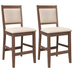 vidaXL Taburetes de bar con cojines, 2 unidades, madera maciza marr&oacute;n, goma