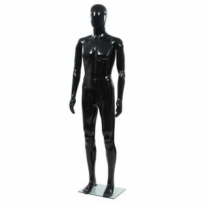 vidaXL Maniqu&iacute; de hombre completo base vidrio negro brillante 185 cm