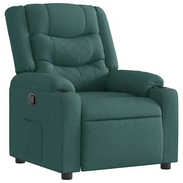 vidaXL Sill&oacute;n reclinable de tela verde oscuro