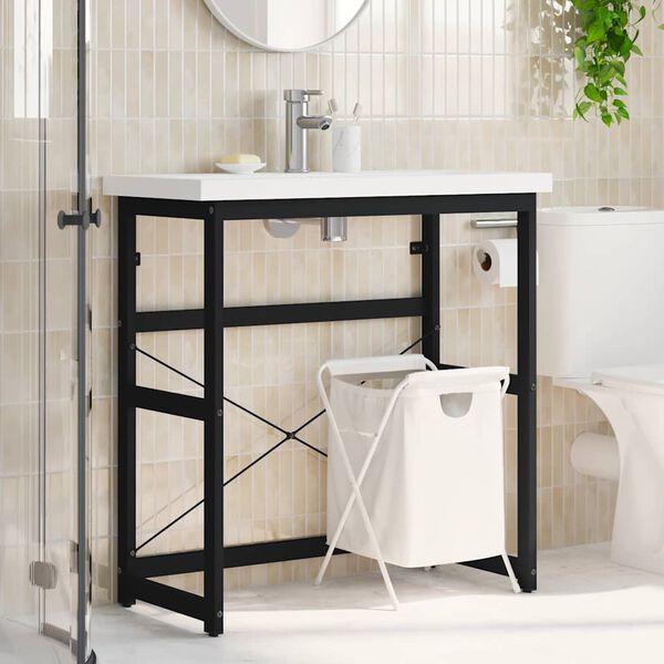 vidaXL Estructura de lavabo de hierro negro 79x38x83 cm