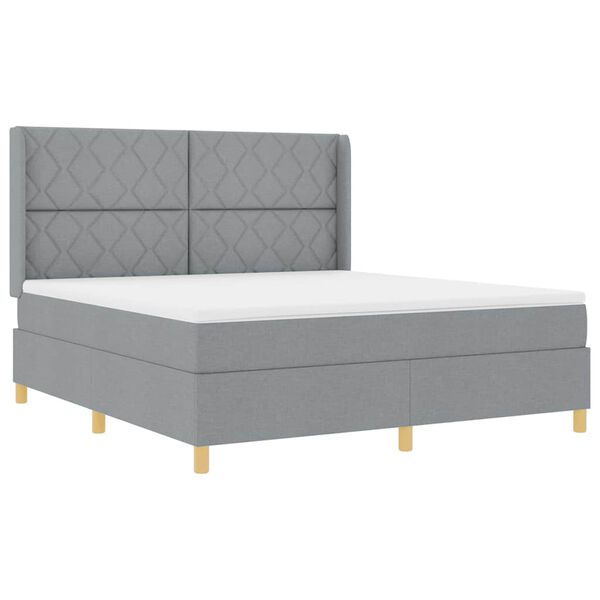 vidaXL Cama tipo Box Spring con colch&oacute;n Gris Claro 180 x 200 cm tela