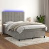 vidaXL Cama box spring colch&oacute;n y LED terciopelo gris claro 140x190 cm