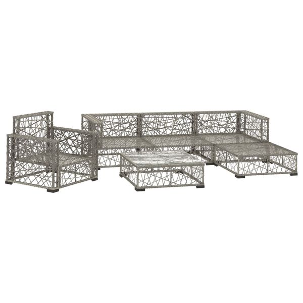 vidaXL Set de muebles de jard&iacute;n 6 pzas y cojines rat&aacute;n sint&eacute;tico gris