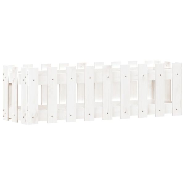vidaXL Arriate elevado jard&iacute;n con valla madera pino blanco 100x30x30cm