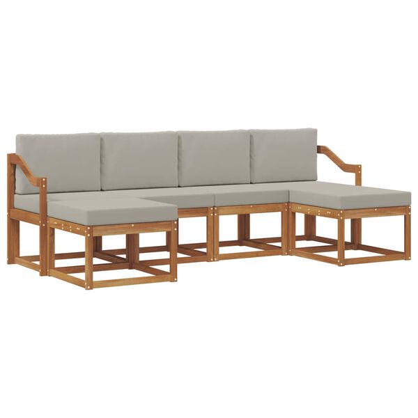 vidaXL Conjunto de sof&aacute;s de exterior 6 pcs Gris Natural y Claro