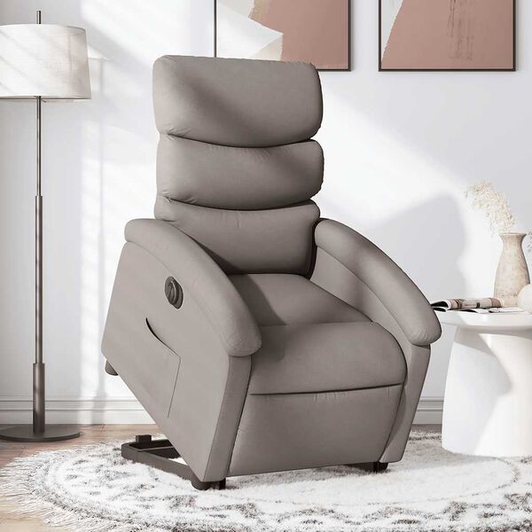 vidaXL Sill&oacute;n el&eacute;ctrico reclinable elevable de tela gris taupe