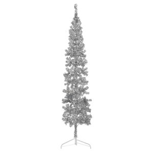 vidaXL Medio &aacute;rbol de Navidad artificial con soporte plateado 240 cm