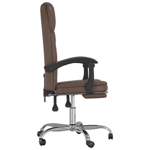 vidaXL Silla de oficina reclinable cuero sint&eacute;tico marr&oacute;n