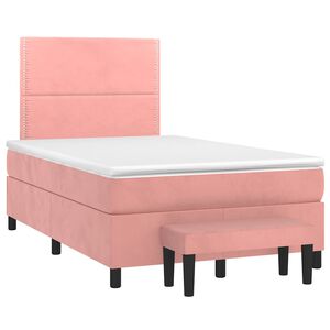 vidaXL Cama box spring con colch&oacute;n terciopelo rosa 120x190 cm
