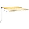 vidaXL Toldo autom&aacute;tico LED sensor de viento amarillo y blanco 5x3,5 m