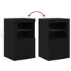 vidaXL Aparador LED 2 pcs Roble Negro 41 x 37 x 67 cm