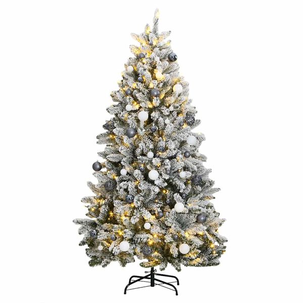 vidaXL &Aacute;rbol de Navidad artificial con bisagras 300 LED y bolas 270 cm