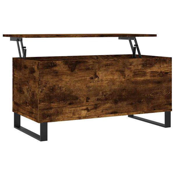 vidaXL Mesa de centro madera contrachapada roble ahumado 90x44,5x45 cm