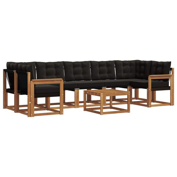 vidaXL Conjunto de sof&aacute;s de exterior con coj&iacute;n 8 pcs Natural y negro