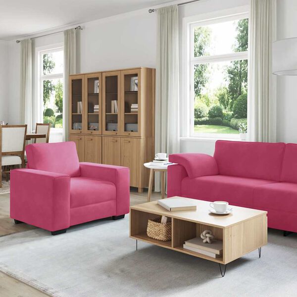 vidaXL Juego de sof&aacute;s con cojines 3 piezas terciopelo rojo tinto