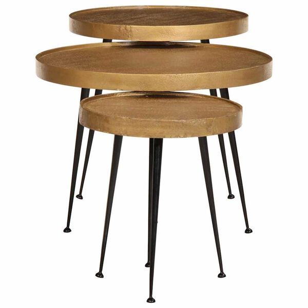 vidaXL Mesas de centro 3 uds madera contrachapada dorada