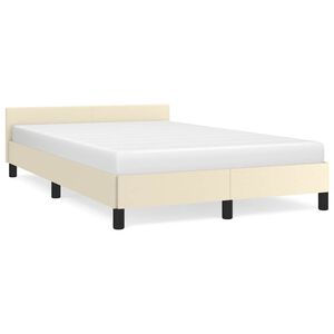 vidaXL Estructura de cama sin colch&oacute;n cuero sint&eacute;tico crema 120x190 cm