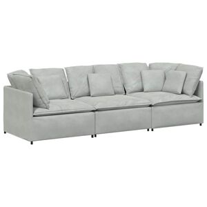 vidaXL Sof&aacute; modular con cojines de terciopelo gris claro