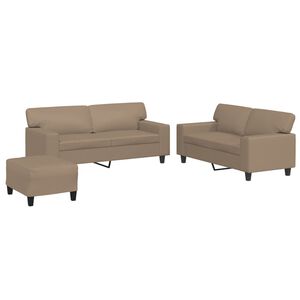 vidaXL Juego de sof&aacute;s 3 piezas cuero sint&eacute;tico capuchino