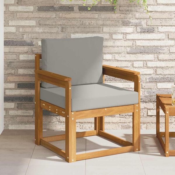 vidaXL Sof&aacute; de exterior Madera de Acacia S&oacute;lida y Poli&eacute;ster