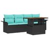 vidaXL Conjunto de sof&aacute; de jard&iacute;n 5 uds. Negro Polirat&aacute;n