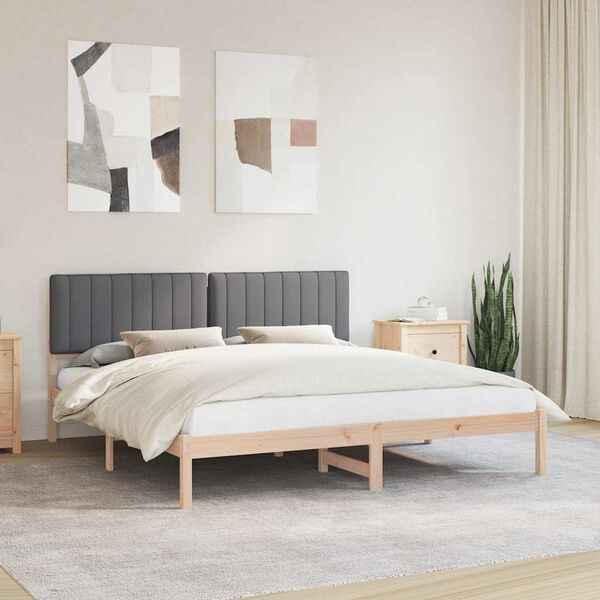 vidaXL Estructura de Cama con Cabecera Tapizada Gris oscuro