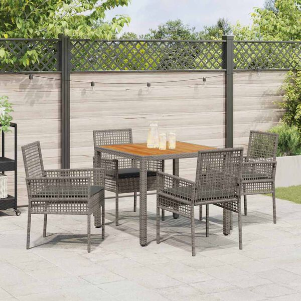 vidaXL Conjunto de Comedor de Jard&iacute;n 5 pcs Gris rat&aacute;n sint&eacute;tico