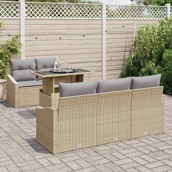 vidaXL Conjunto de sofá de jardín 6 pcs Beige ratán sintético