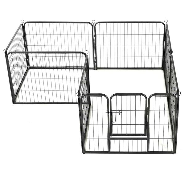 vidaXL Corral para perros 8 paneles de acero 60x80 cm negro