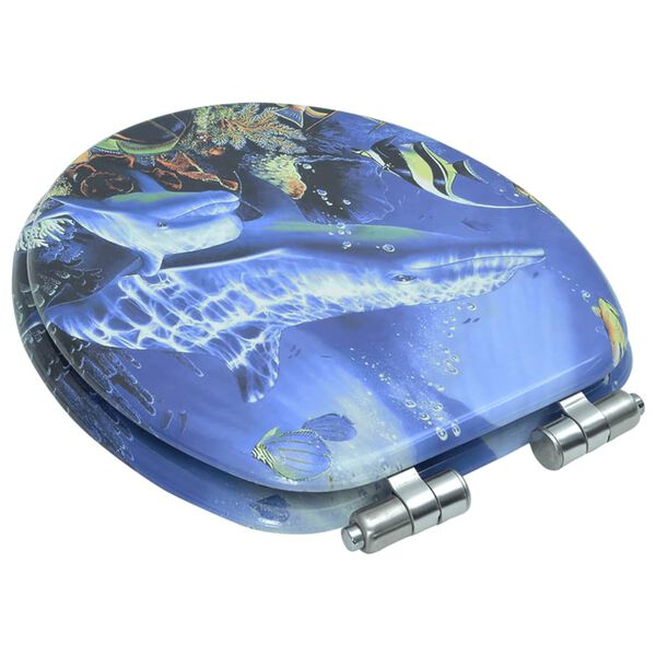 vidaXL Asiento inodoro WC con tapa de cierre suave MDF diseño delfines