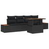 vidaXL Conjunto de sof&aacute;s de jard&iacute;n 5 uds. Negro rat&aacute;n sint&eacute;tico