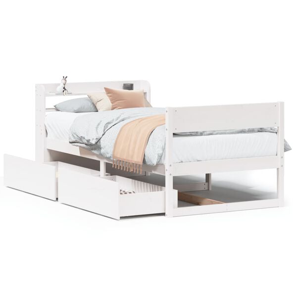 vidaXL Estructura de cama sin colch&oacute;n madera de pino blanca 90x200 cm